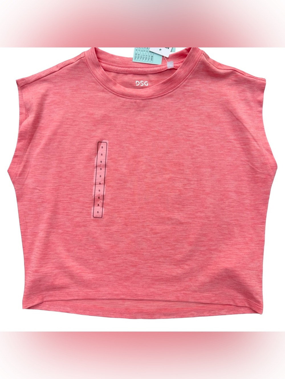 NEW DSG Coral Heathered Sleeveless Performance Tank Top - Size Small (8-9)